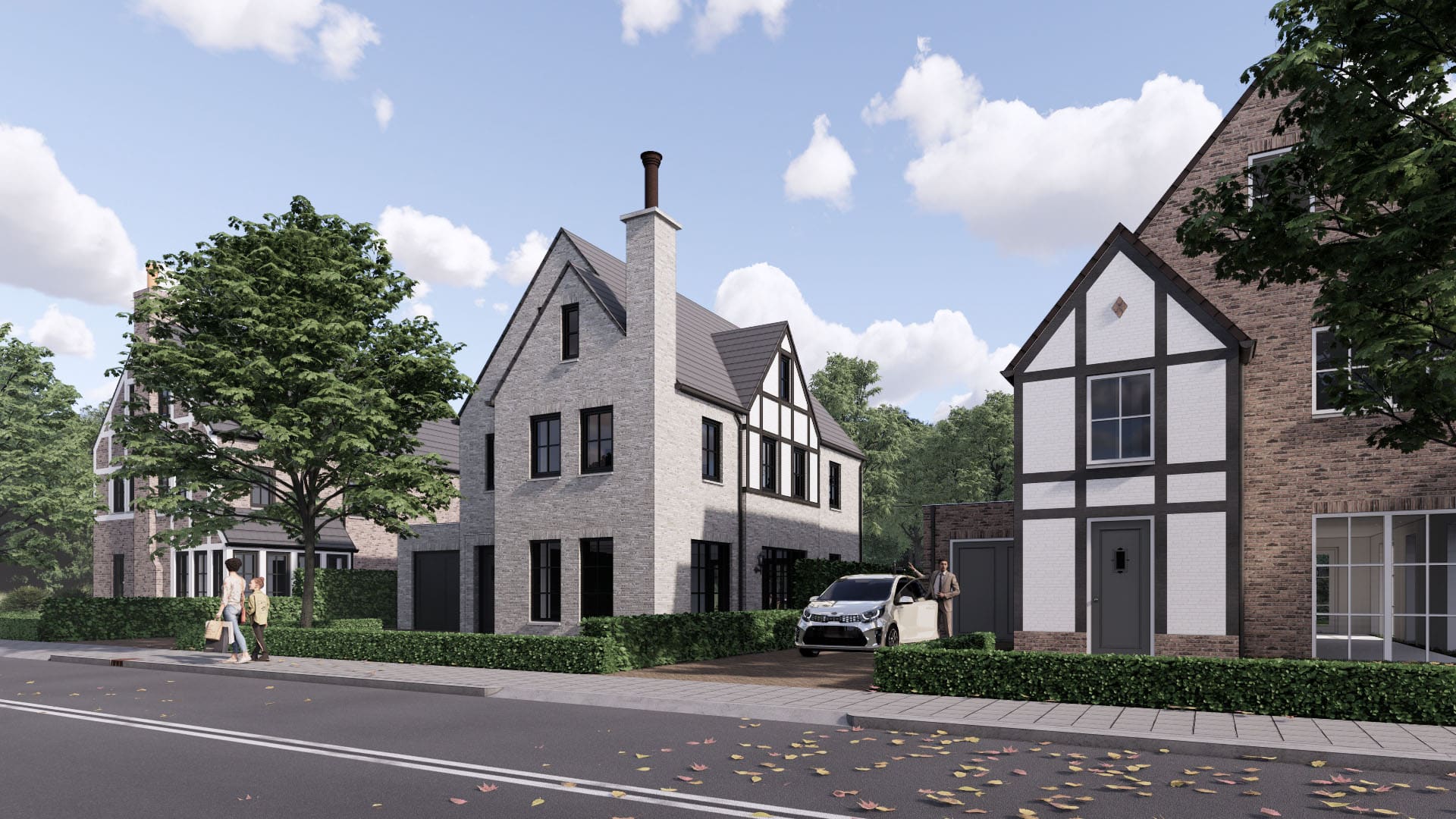 Moderne cottage in Tudorstijl met houten vakwerk